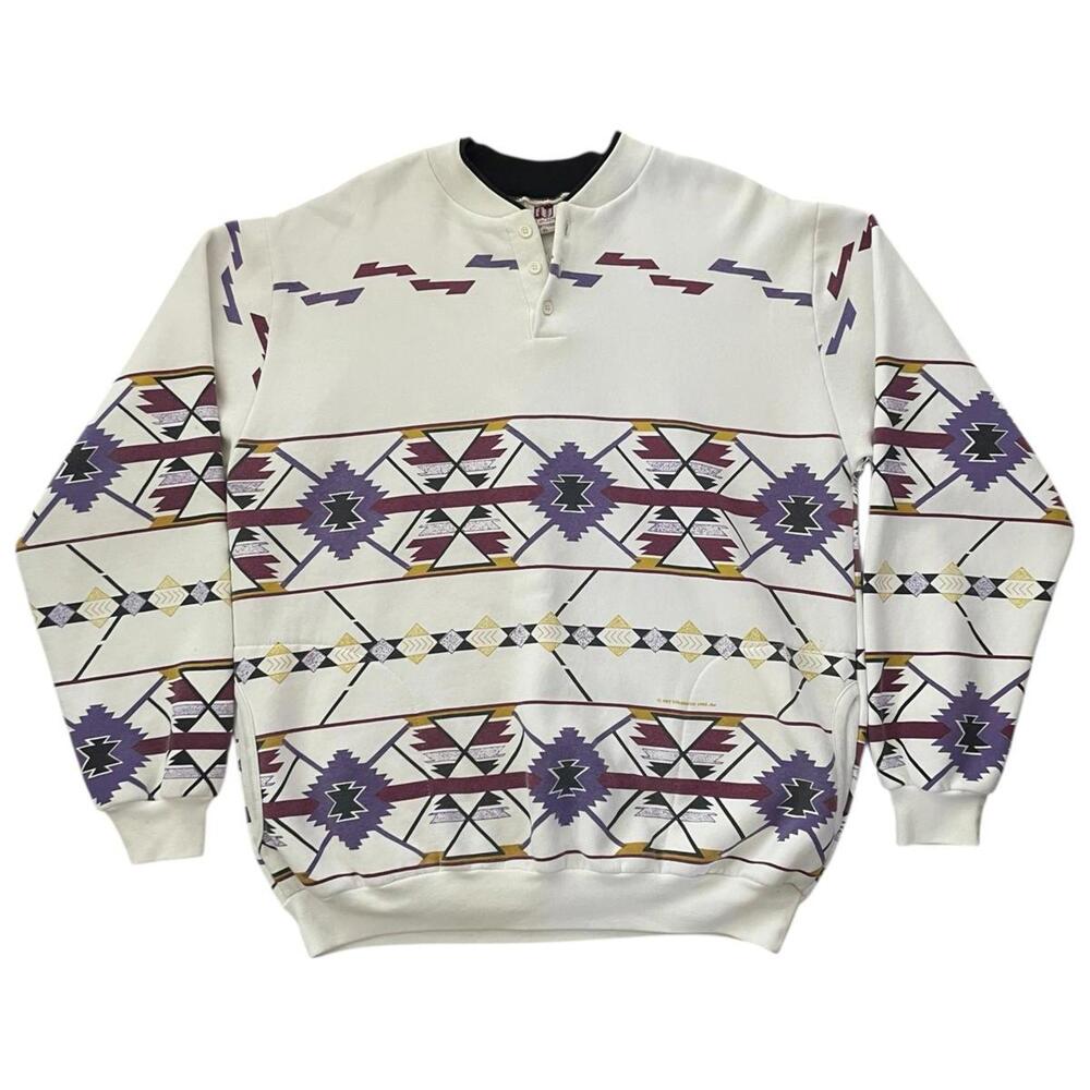 Vintage Art Unlimited Sweater Aztec Tribal Southwest Geometric 90s Men's Size XL